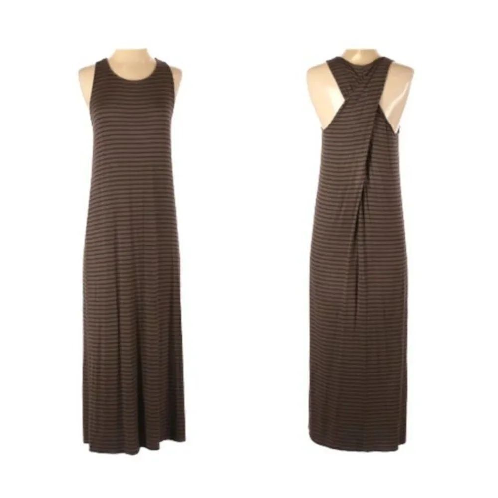 Lucky Brand army green striped maxi dress Sz S